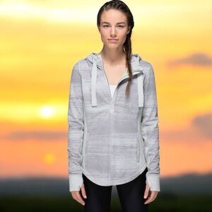 Lululemon Post Sweat Pullover Righteous Stripe Silver / Heathered Light Grey 8